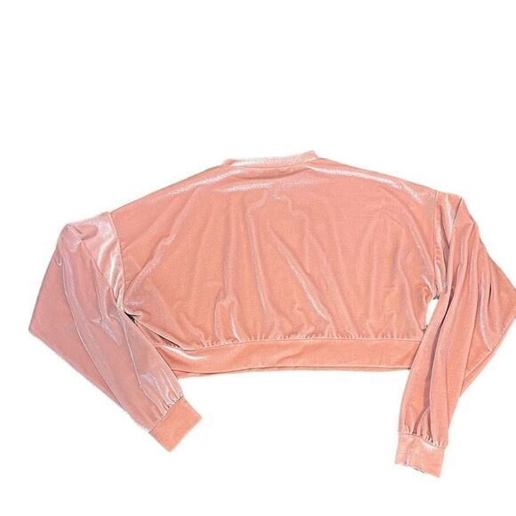 NASTY GAL Velvet High Neck Cropped Shirt Pink Size 6 - Picture 2 of 5
